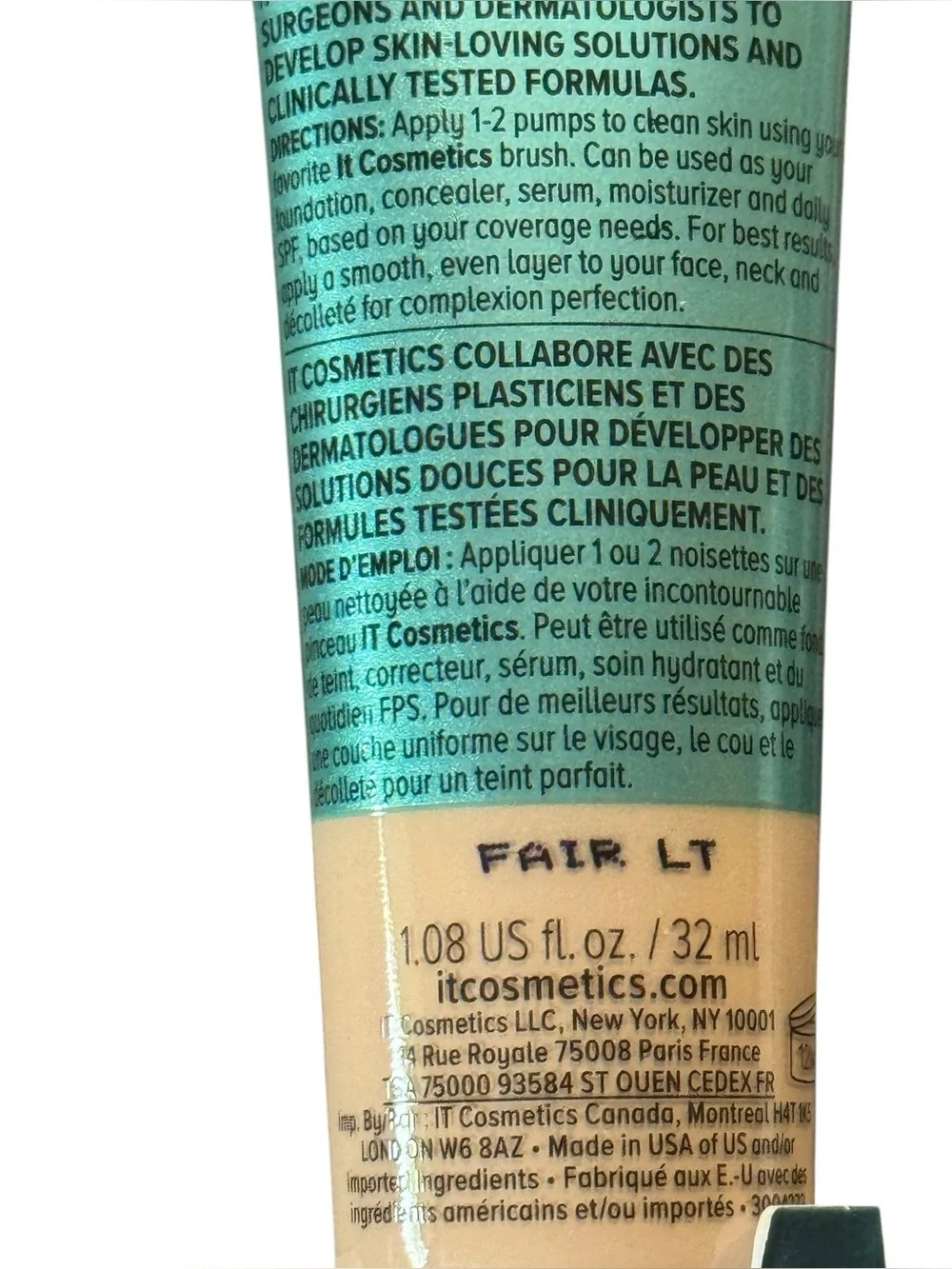IT Cosmetics CC Oil Free Matte Fair Light 1.08oz New in Box